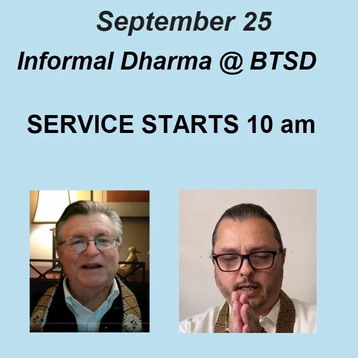 Join Us for Informal Dharma Service, Sunday Sept. 25