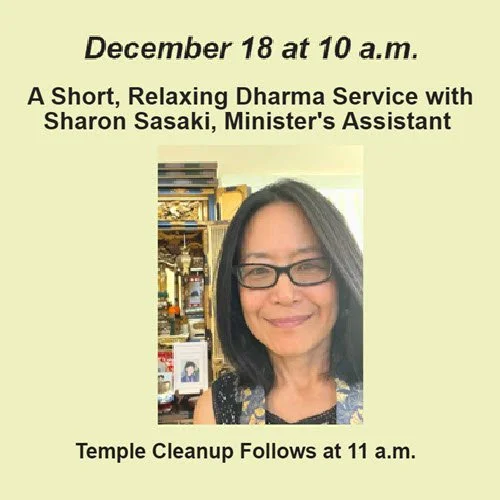 DECEMBER 18: Join Us for Sunday Dharma Service at 10 a.m.
