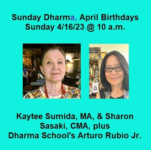 Welcome to Dharma and Fellowship Sunday, April 16 @ 10 a.m.