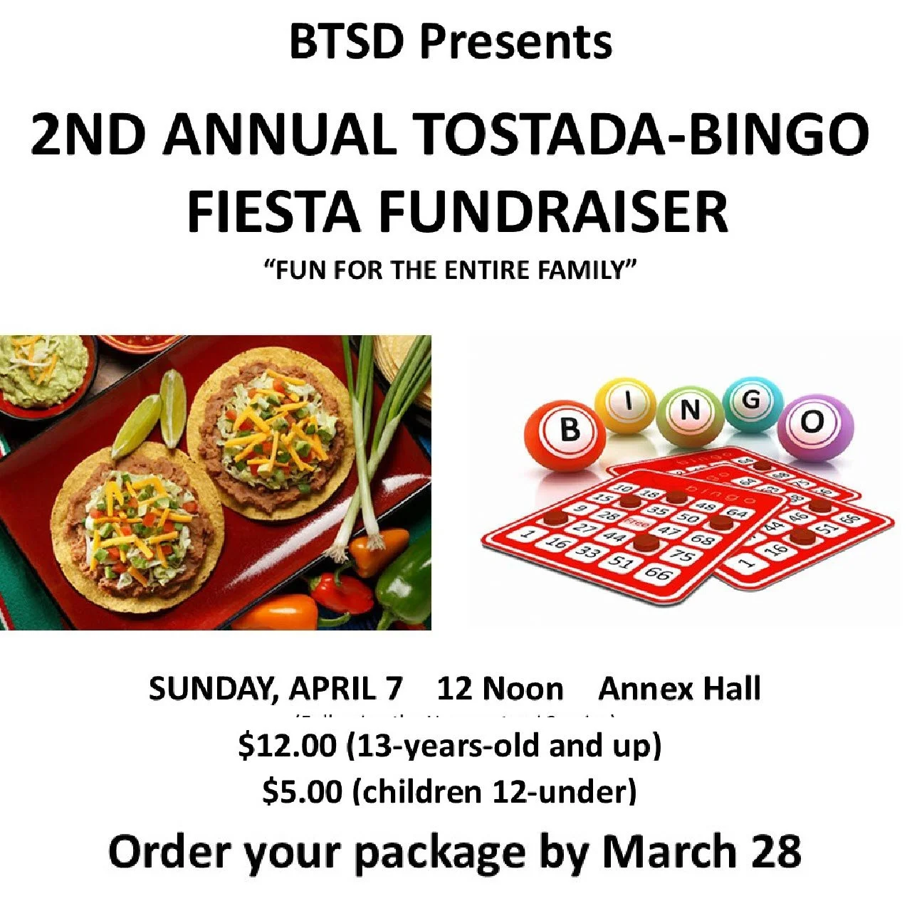 Order Now: April 7 Tostada-Bingo Fiesta