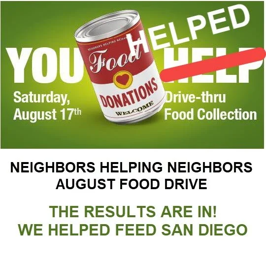 THANK YOU!  The Food Drive Feeds Many Neighbors