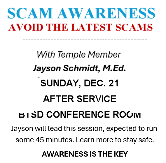 NEW SCAM AWARENESS WORKSHOP with Jayson Schmidt