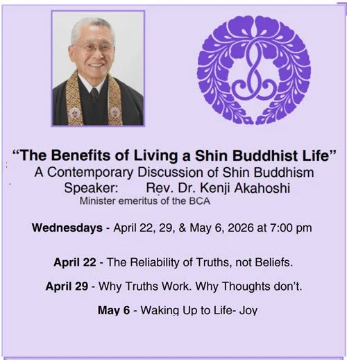 Rev. Dr. Akahoshi, on "The Benefits of Living a Shin Buddhist Life" Zooms Under Way