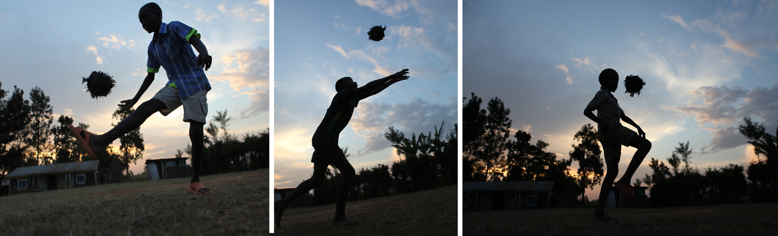 A Kenyan boy plays with a handmade soccer ball. David took this series of pictures on a trip to serve BlueSky.