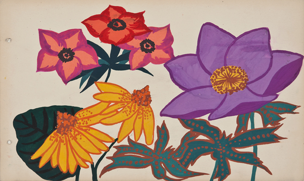 Martine Le Cours Pour Maison Paul Poiret (1879-1944), France, Design Project: Anemones, c. 1910, pencil and gouache, 11 x 14 1/4"