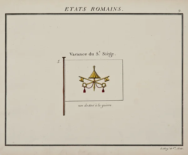 C. Motte, French, Etats Romains, Marine Standard 9, c. 1820, hand colored lithograph, 9 1/2 x 12”