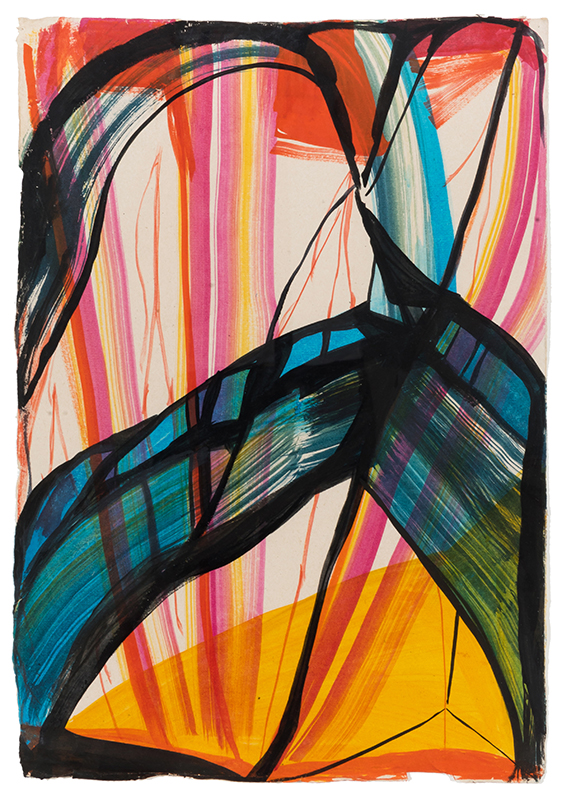 Laura Newman, New Year, 2016, acrylic, ink and watercolor on handmade wasli paper, 22 x 15”