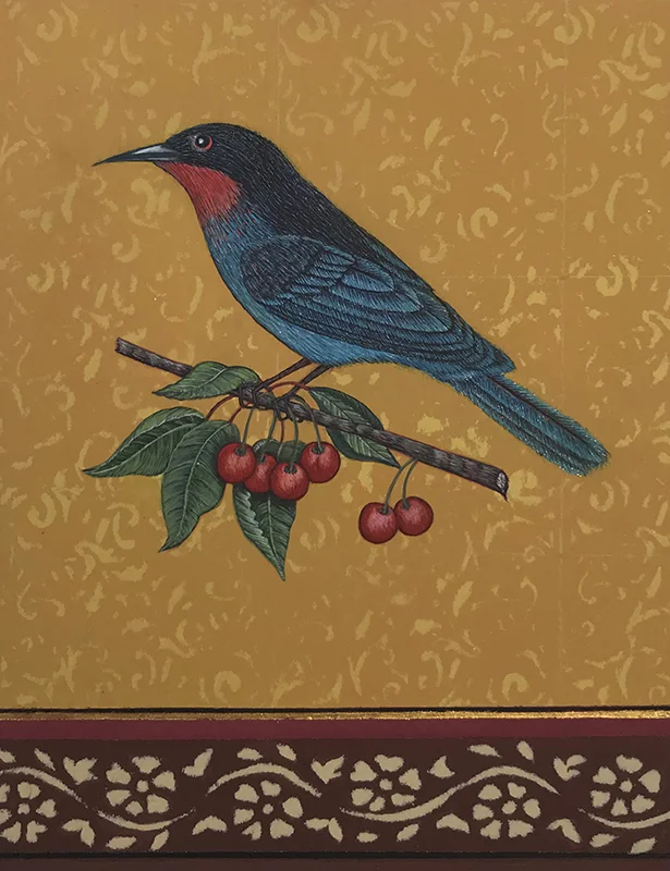 Antonia Munroe, The Black Bee-Eater , 2018, pigment dispersion on panel, 8 3/4 x 6 3/4” framed