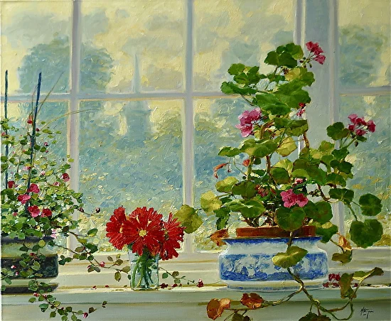 Four Rover Mums in a Glass 20x24, O:C.jpg