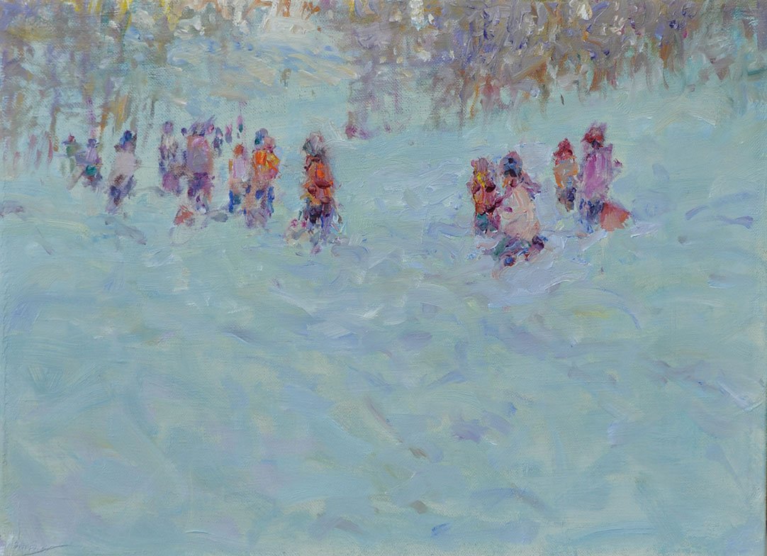 Hiking in Fresh Snow 8x11 on canvas $775 UNFRAMED.jpg