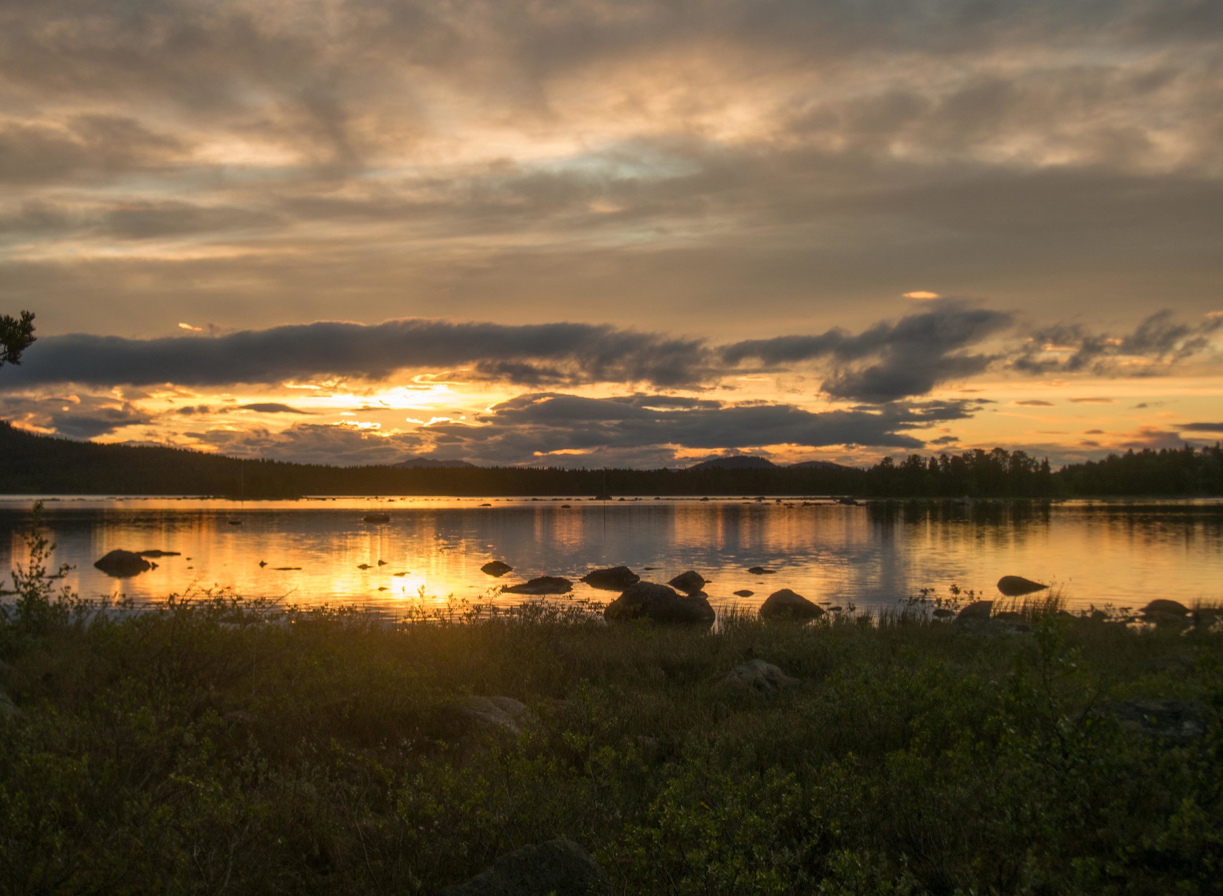 The view from our Stuga campground in Arjeplog. This is the darkest moment in the night.