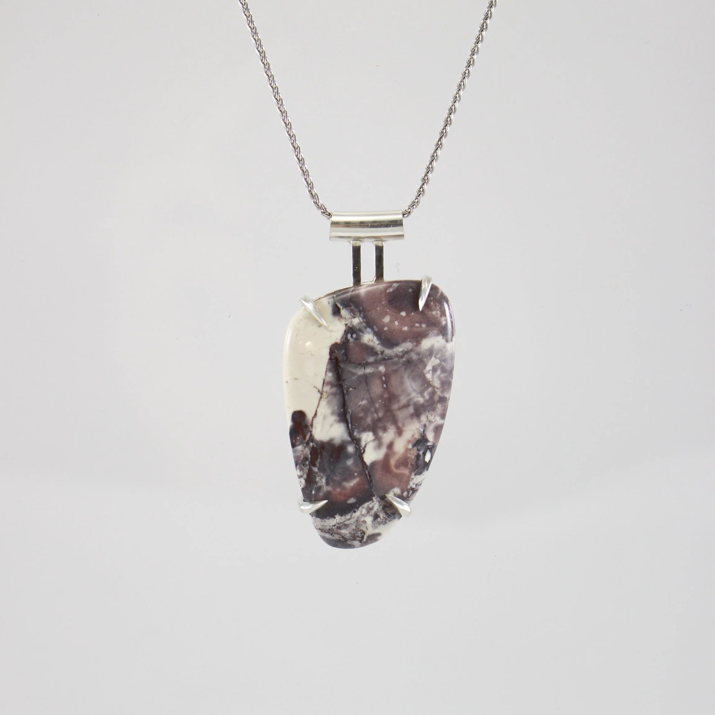 Porcelain Jasper Claw Prong Slide Pendant