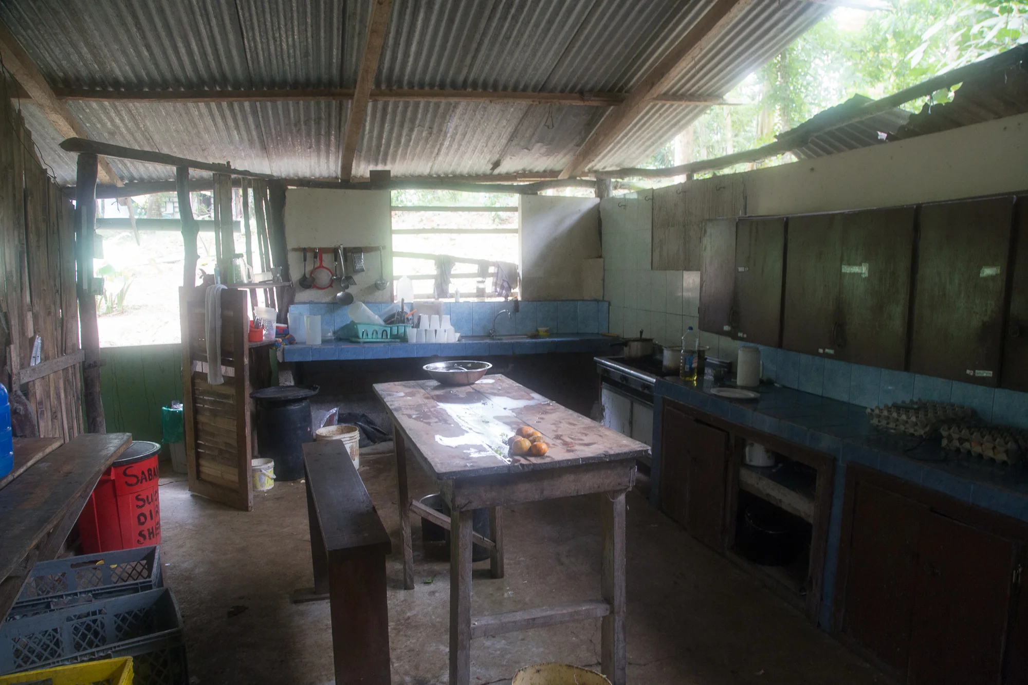 Our kitchen, where twice a week each volunteer helps Sonya prepare meals.