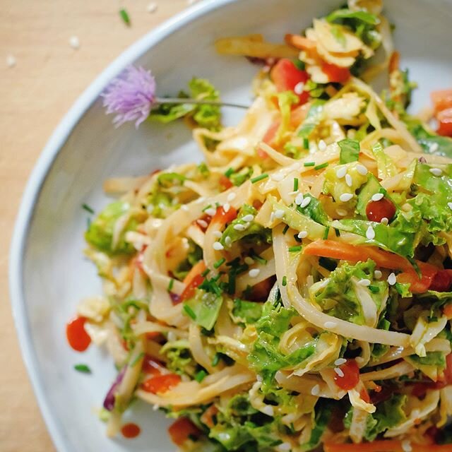 Sometimes you need a big salad. Sometimes you need noodles. Sometimes you go wild and put the two together {OMG, I know, brand new concept here.}. Inspired by Feasting at Home&rsquo;s Thai Noodle Salad with Peanut Sauce, I bring you the &ldquo;Everyt