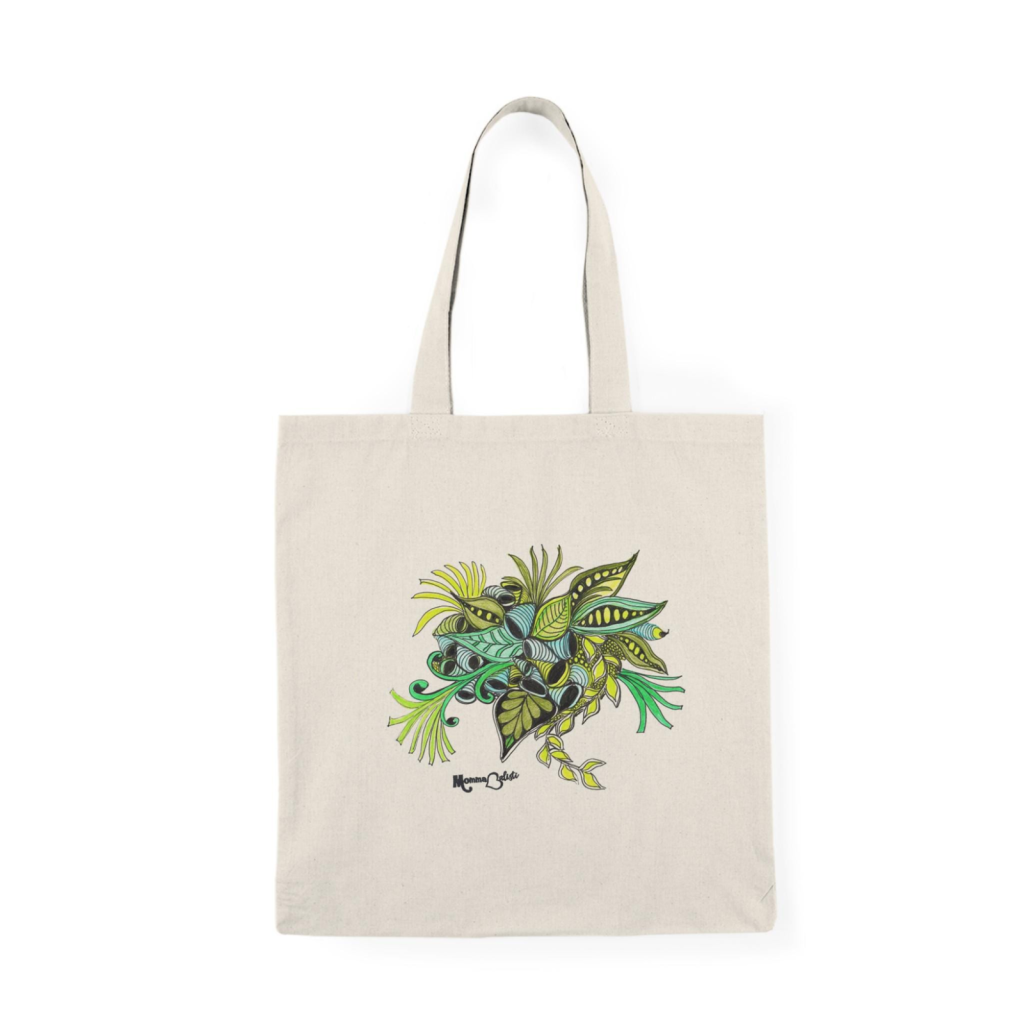"Leafy Green" Small Tote Bag - 15 Inch Canvas Tote