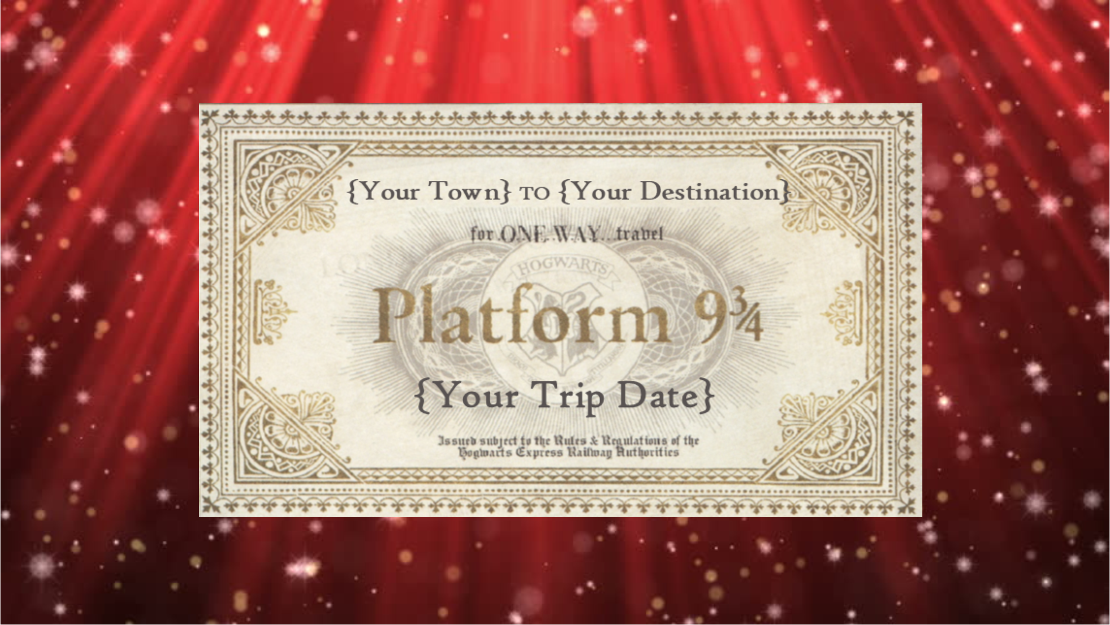 Personalized Platform 9 3/4 Ticket