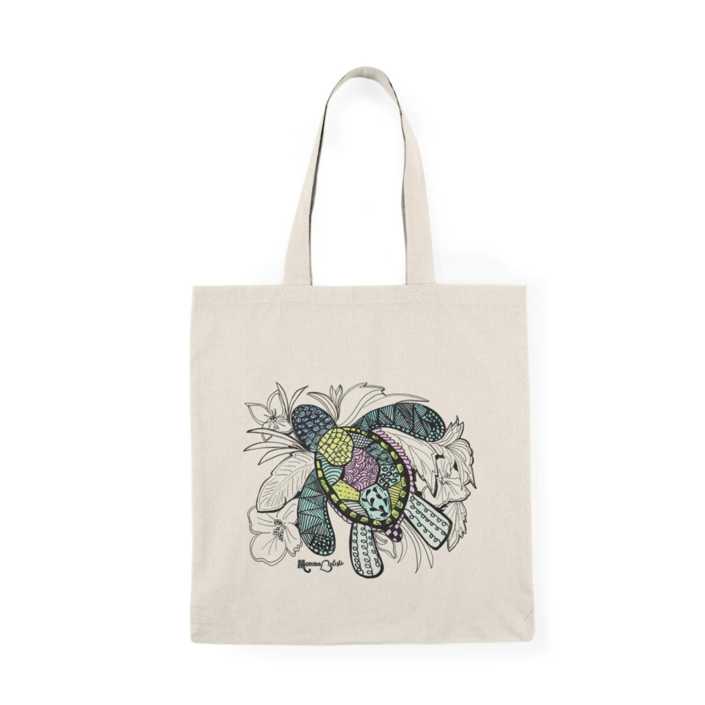 "Sea Turtle" Small Tote Bag - 15 Inch Canvas Tote