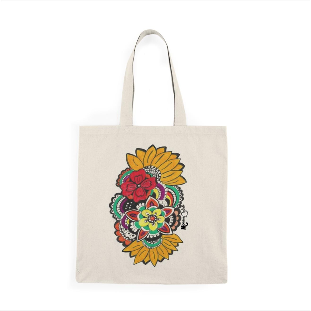 "Western Bloom" Small Tote Bag - 15 Inch Canvas Tote