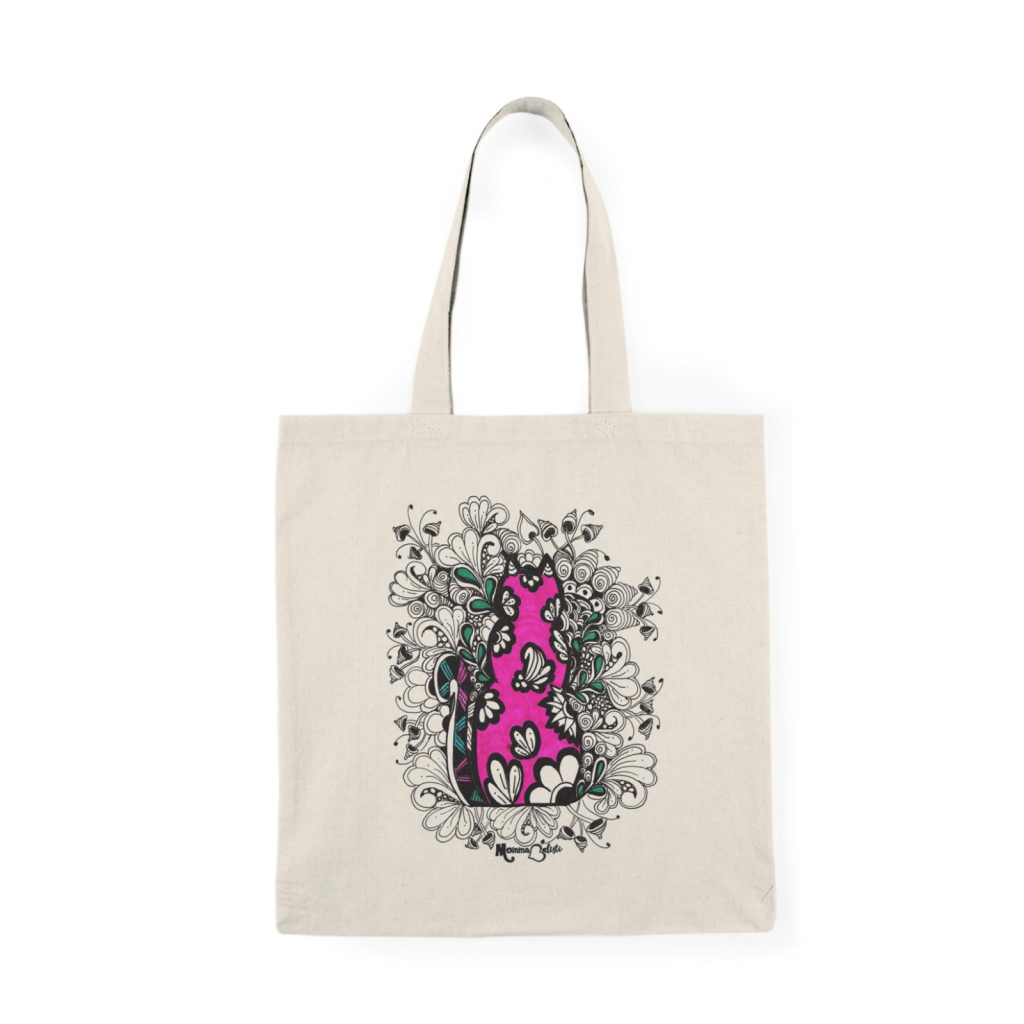 "Single Cat" Small Tote Bag - 15 Inch Canvas Tote