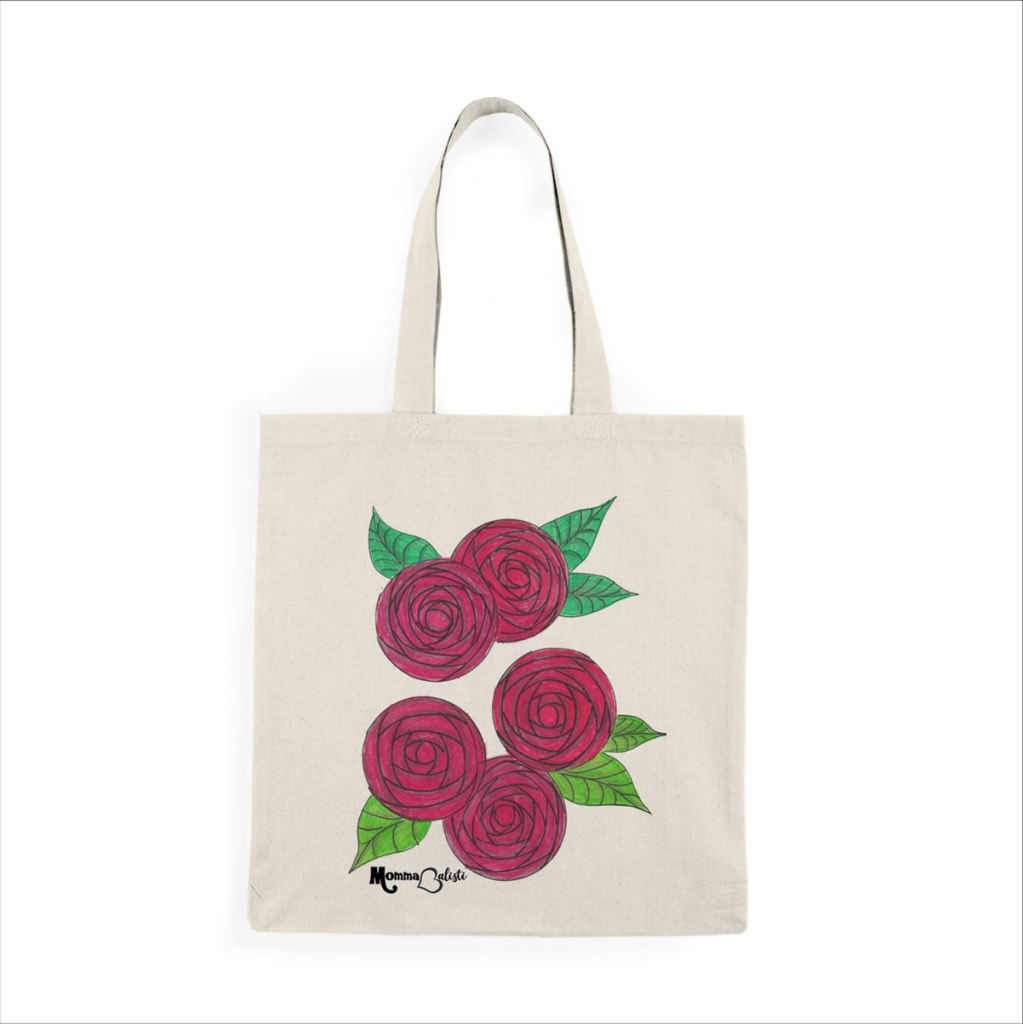 "Zesty Rose" Small Tote Bag - 15 Inch Canvas Tote