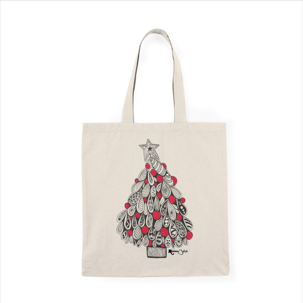 "Christmas Tree" Small Tote Bag - 15 Inch Canvas Tote