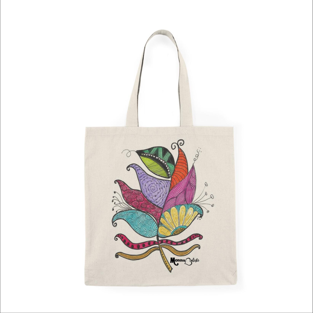 "Featherine" Small Tote Bag - 15 Inch Canvas Tote
