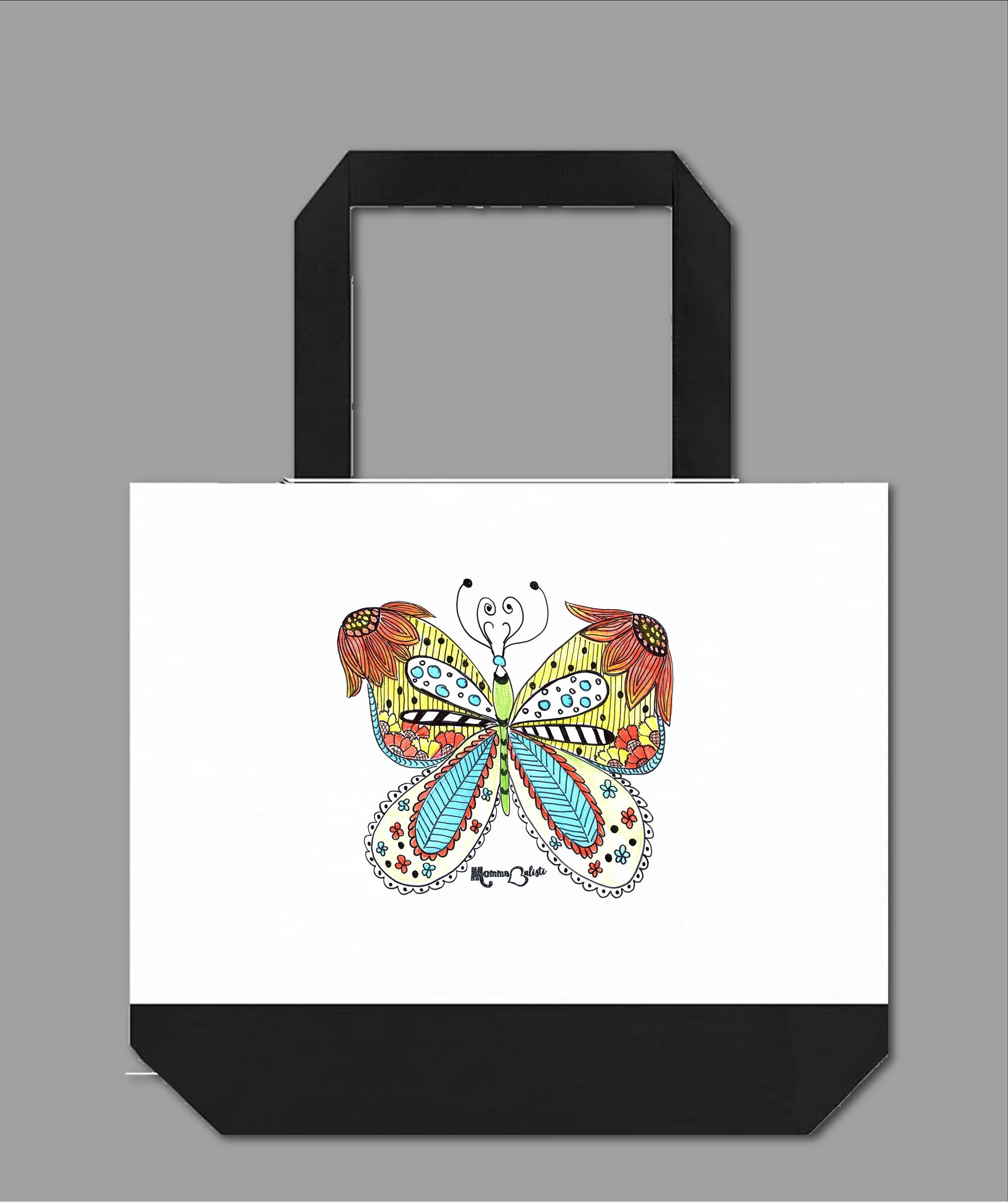 "Butterfly" Large Tote Bag - Two-Tone 18" Canvas Tote