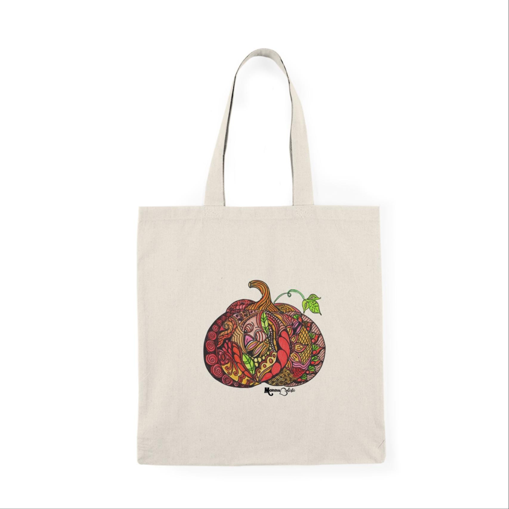 "Lil Pumpkin" Small Tote Bag - 15 Inch Canvas Tote