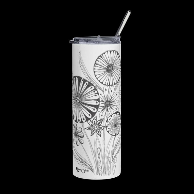 "BW Round Flower" Tumbler - 20oz