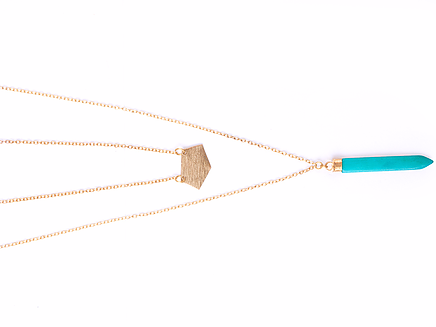 TURQUOISE LAYERED SPIKE NECKLACE : This item is handcrafted at a fair trade artisan cooperative in India.