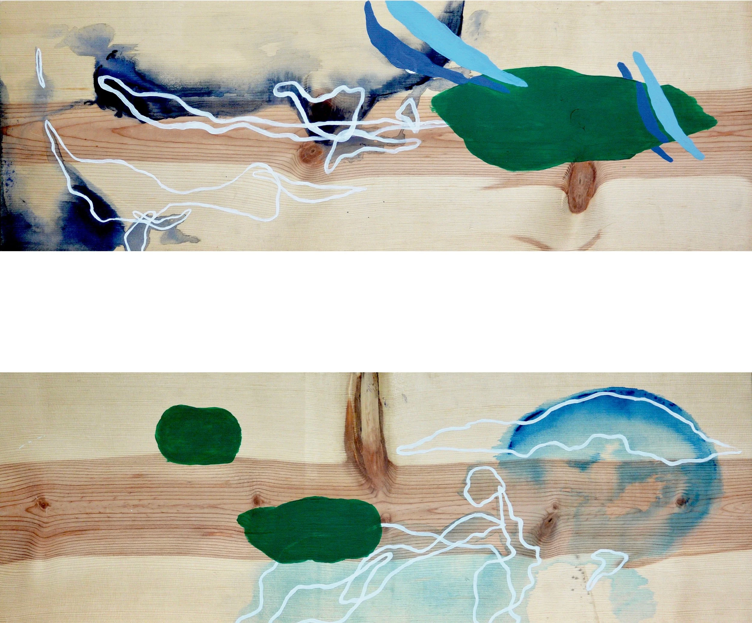 Cloud 1 , 2016. Acrylic on wood. 11 x 32 in. Cloud 2 , 2016. Acrylic on wood. 11 x 32 in.