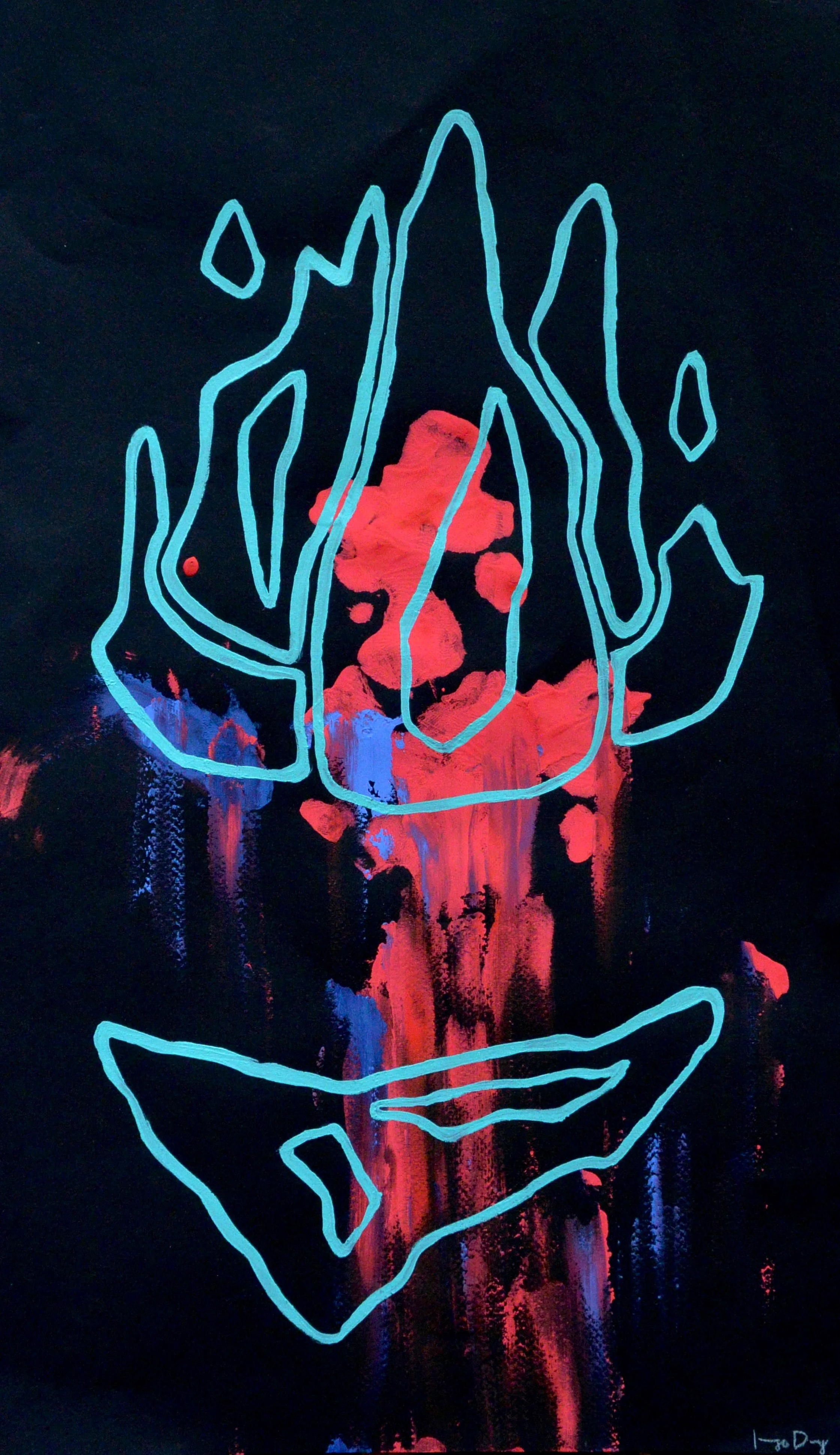 Her Mountain Bones , 2016. Acrylic on paper. 20 x 11 in.