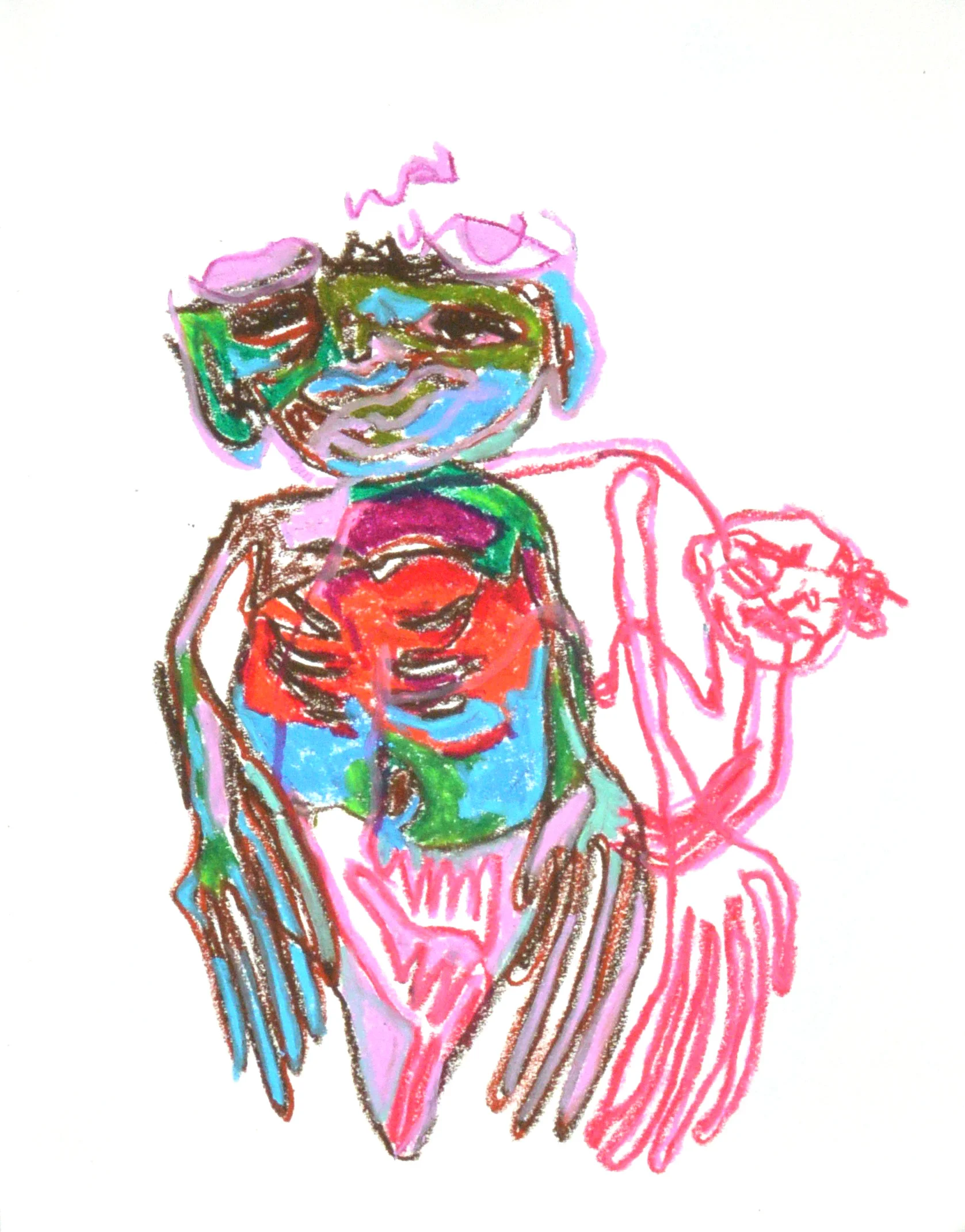 Twig, larva, drape , 2019. Oil Pastel. 14 x 11 in.