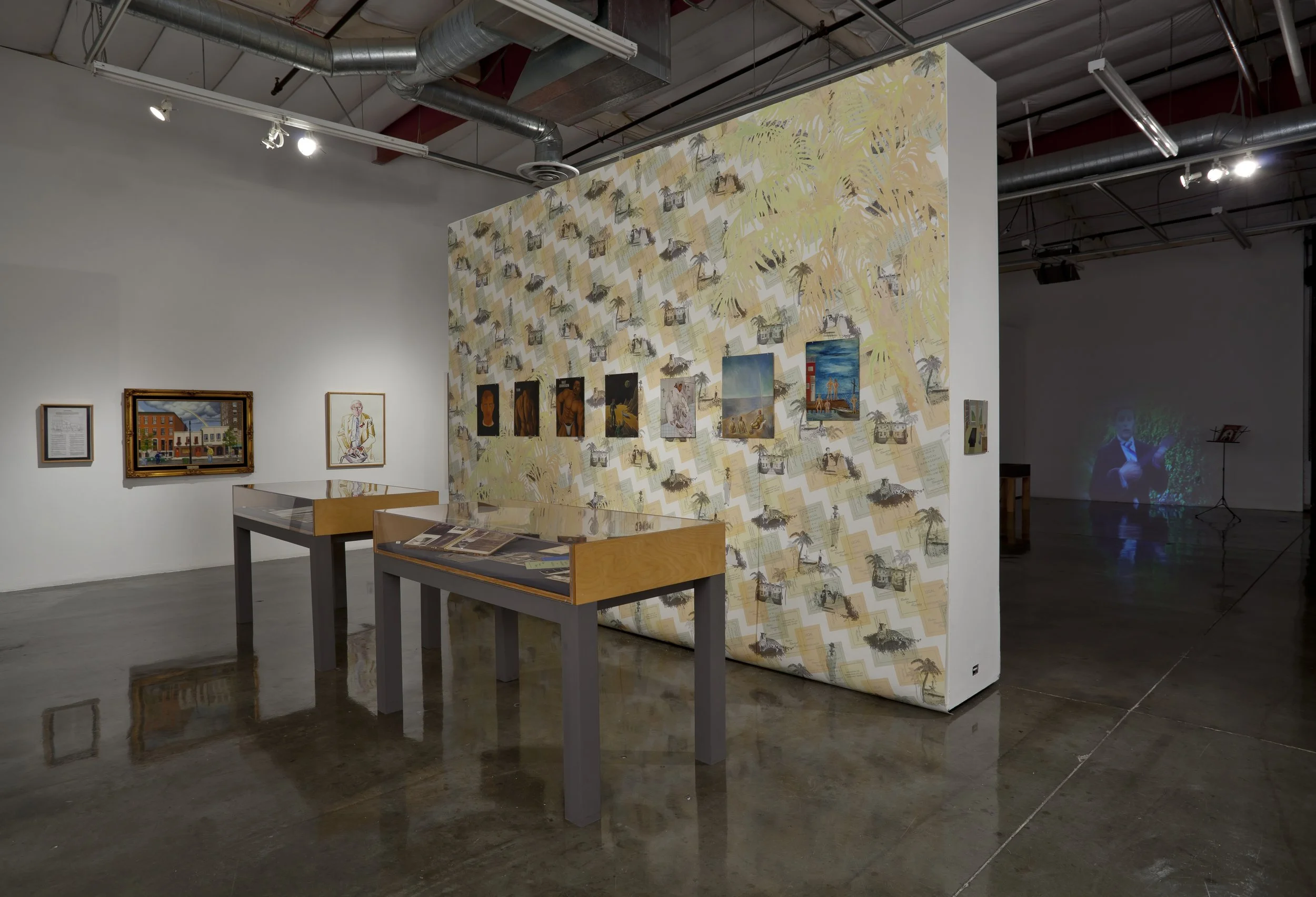 Installation with vitrines