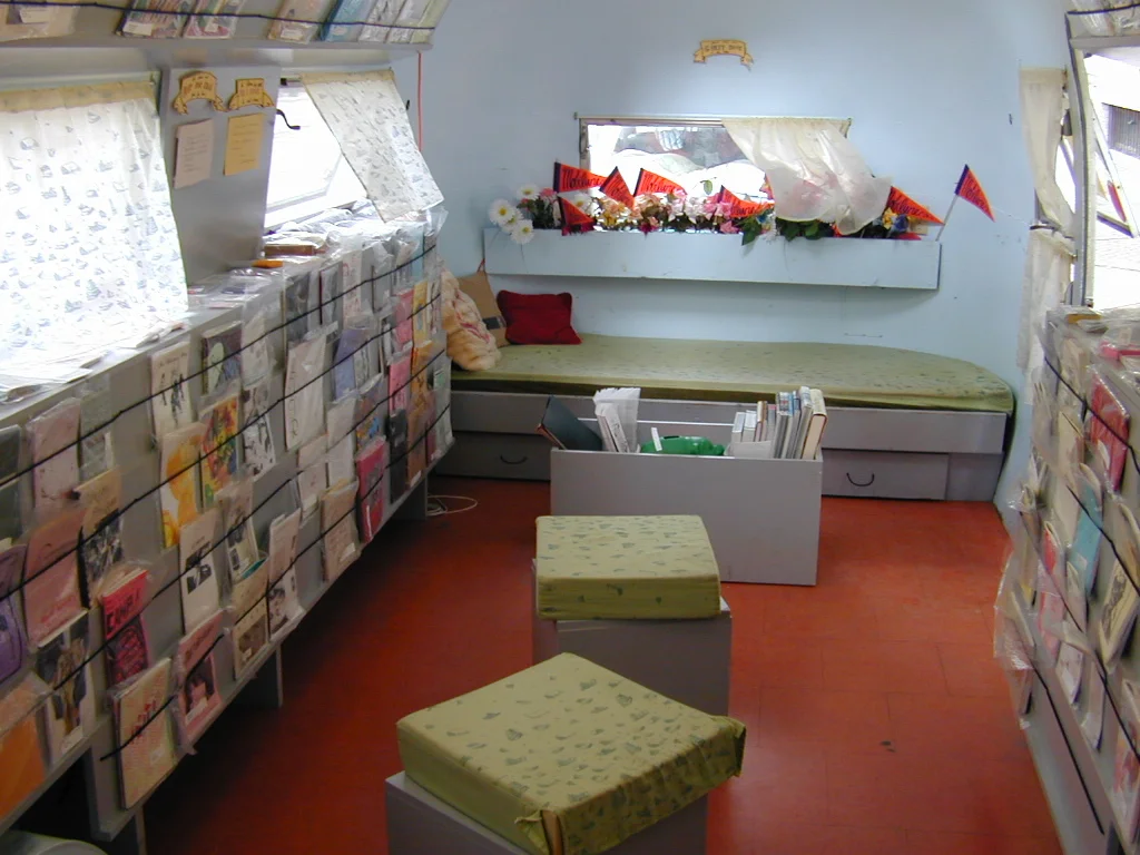 Interior with annual collection of hand made books, zines and independent publications, 2001-2005