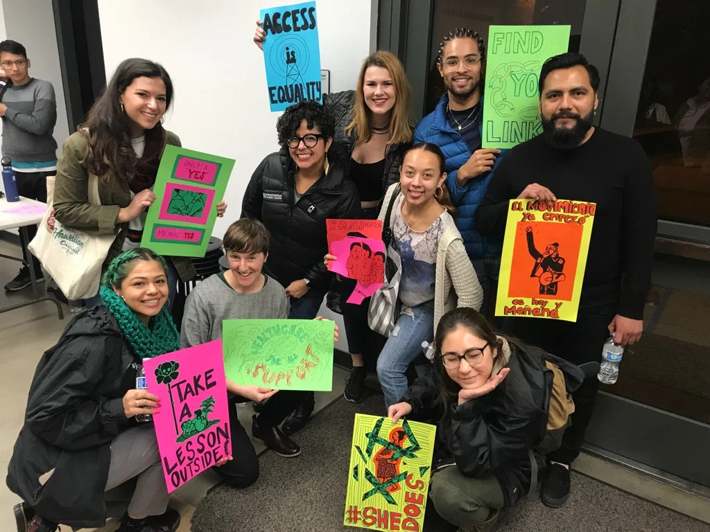 My incredible VAPAE students with Favianna Rodriguez at Fowler Museum, UCLA, Los Angeles, CA, 2019