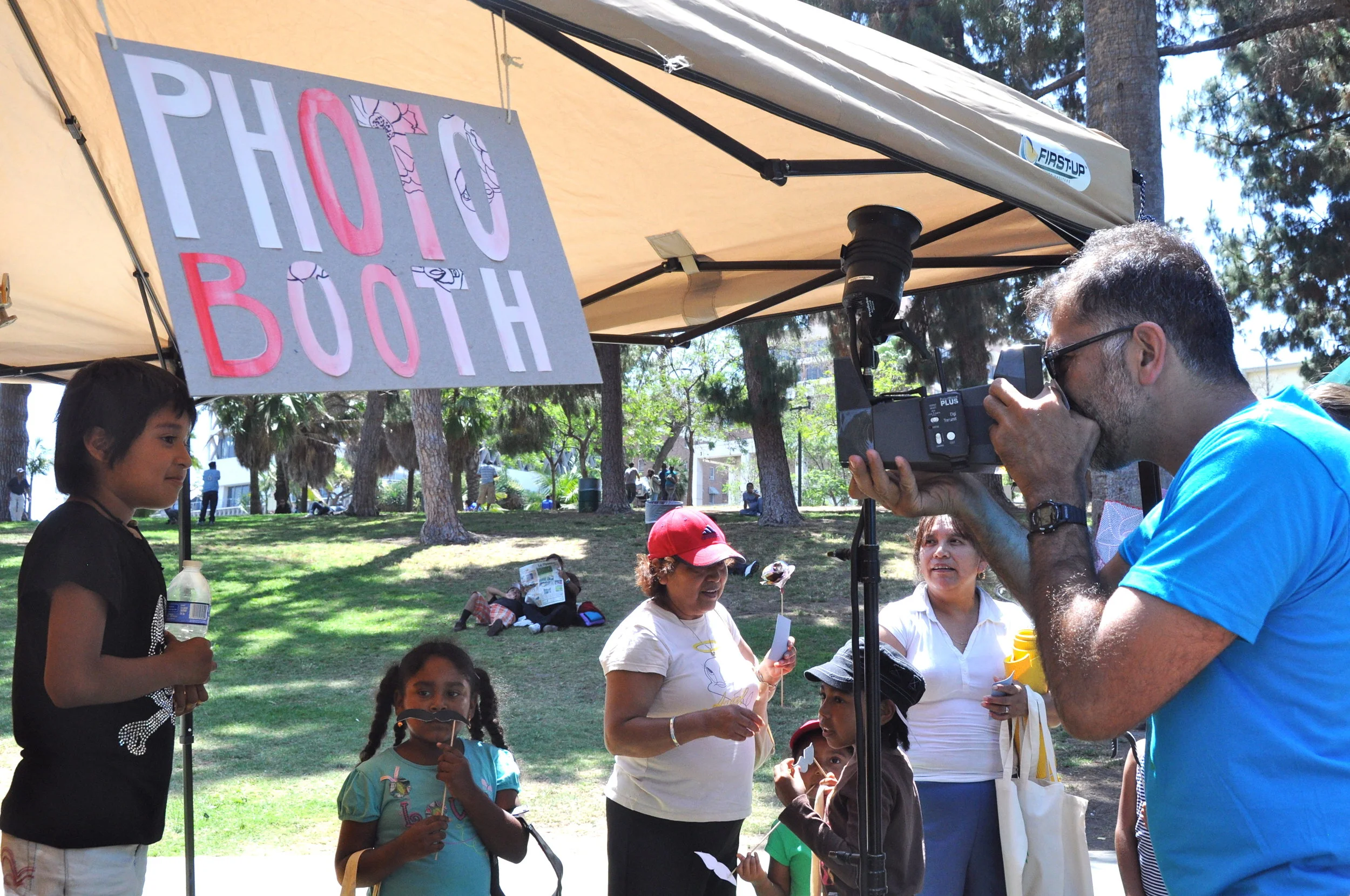 HOLA photo booth with guest artist, Ramak Fazel, at MacArthur Park, Los Angeles, CA, 2013