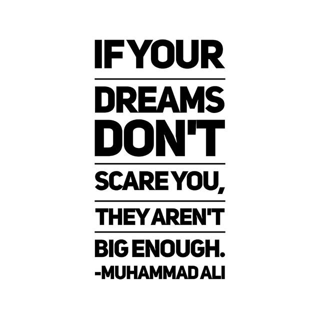 My all time favorite quote. It&rsquo;s all true. 💭 Hey, it&rsquo;s me again reminding you to hold tight to those big dreams!! 💯
#dontstopbelieving 
#muhammadali