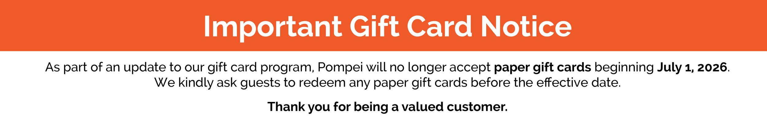 Paper gift cards expire July 1, 2026
