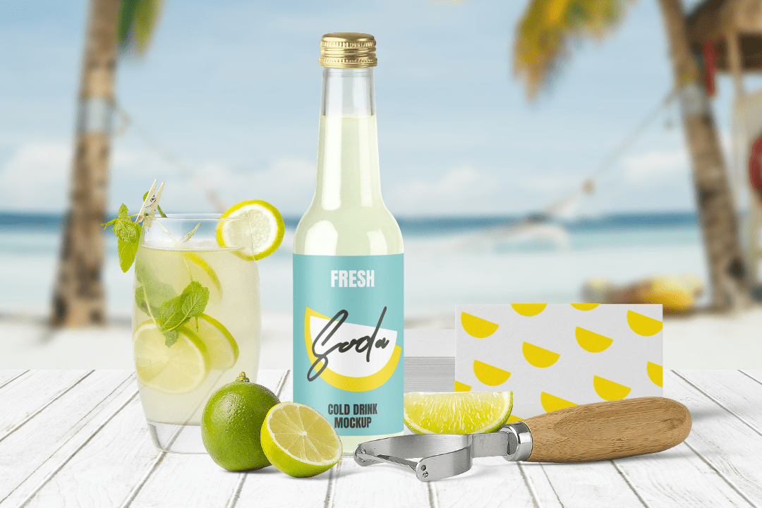 Download Juice Bottle And Lemonade Mockup Scene
