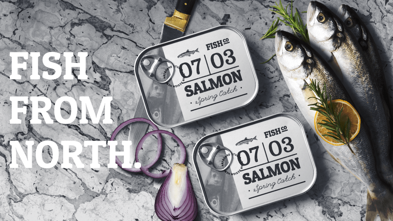 Download Tin Can Mockup Scene With Fishes