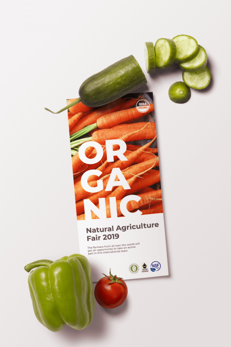 Download Folded Brochure Mockup Scene With Vegetables
