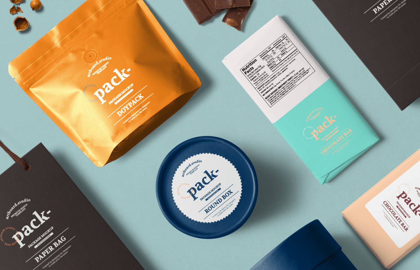 Download Packaging Mockup Scene Flat Lay