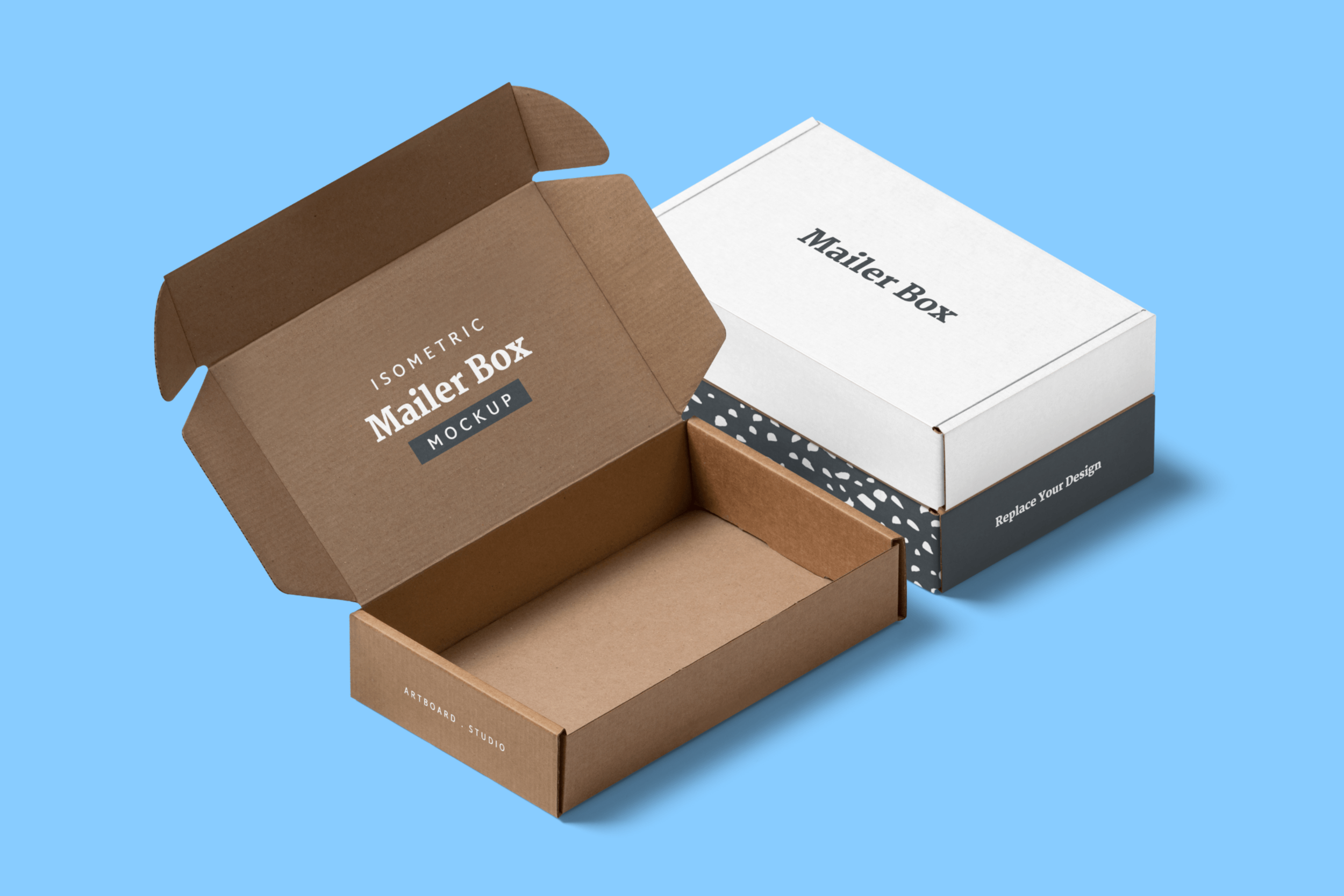 Download Isometric Mailer Box Mockup Scene