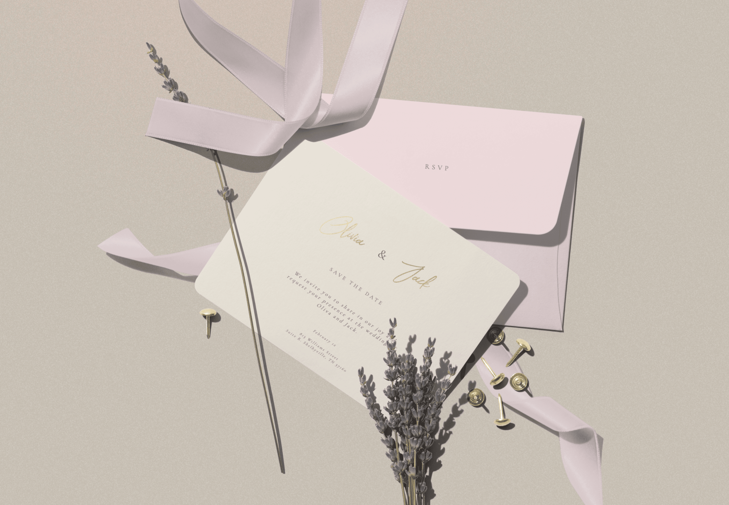 Download Wedding Invitation Card Design Mockup Scene