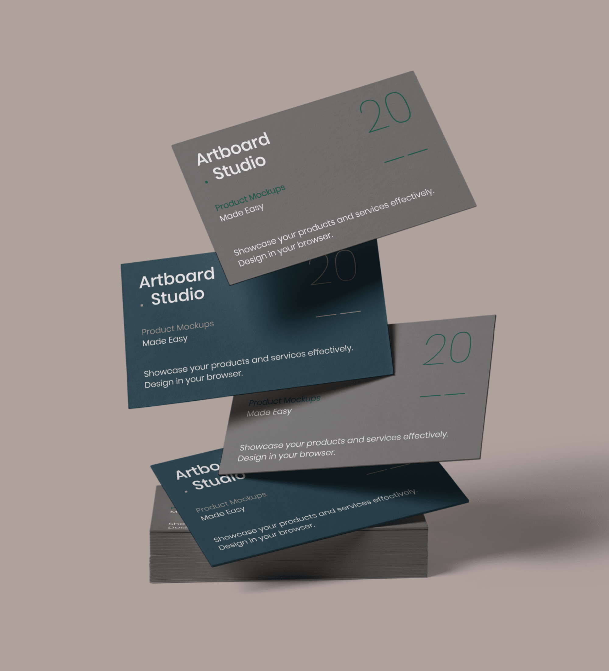 Download Flying Business Cards Mockup Scene