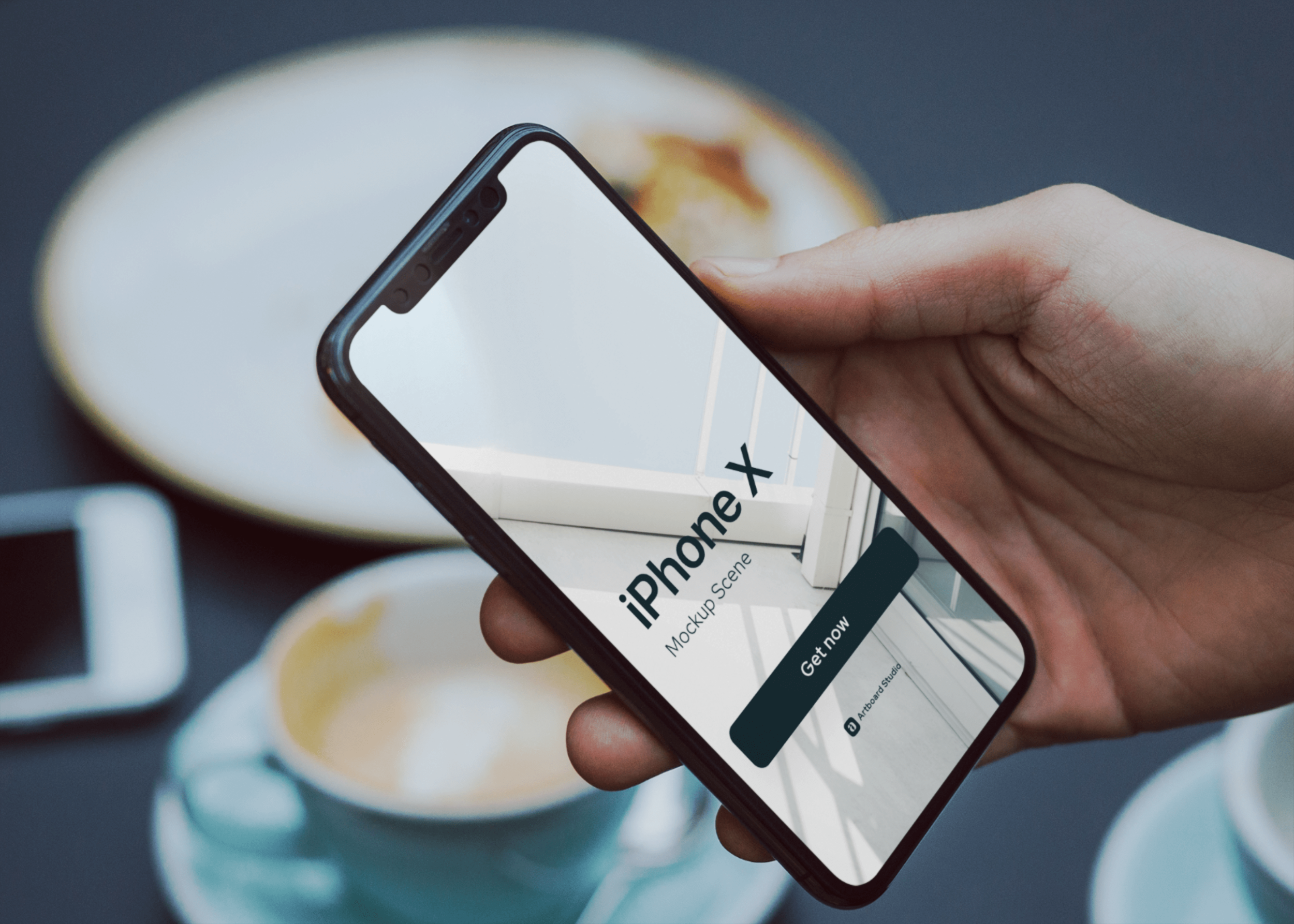 Download Hand Holding Iphone X Mockup Scene