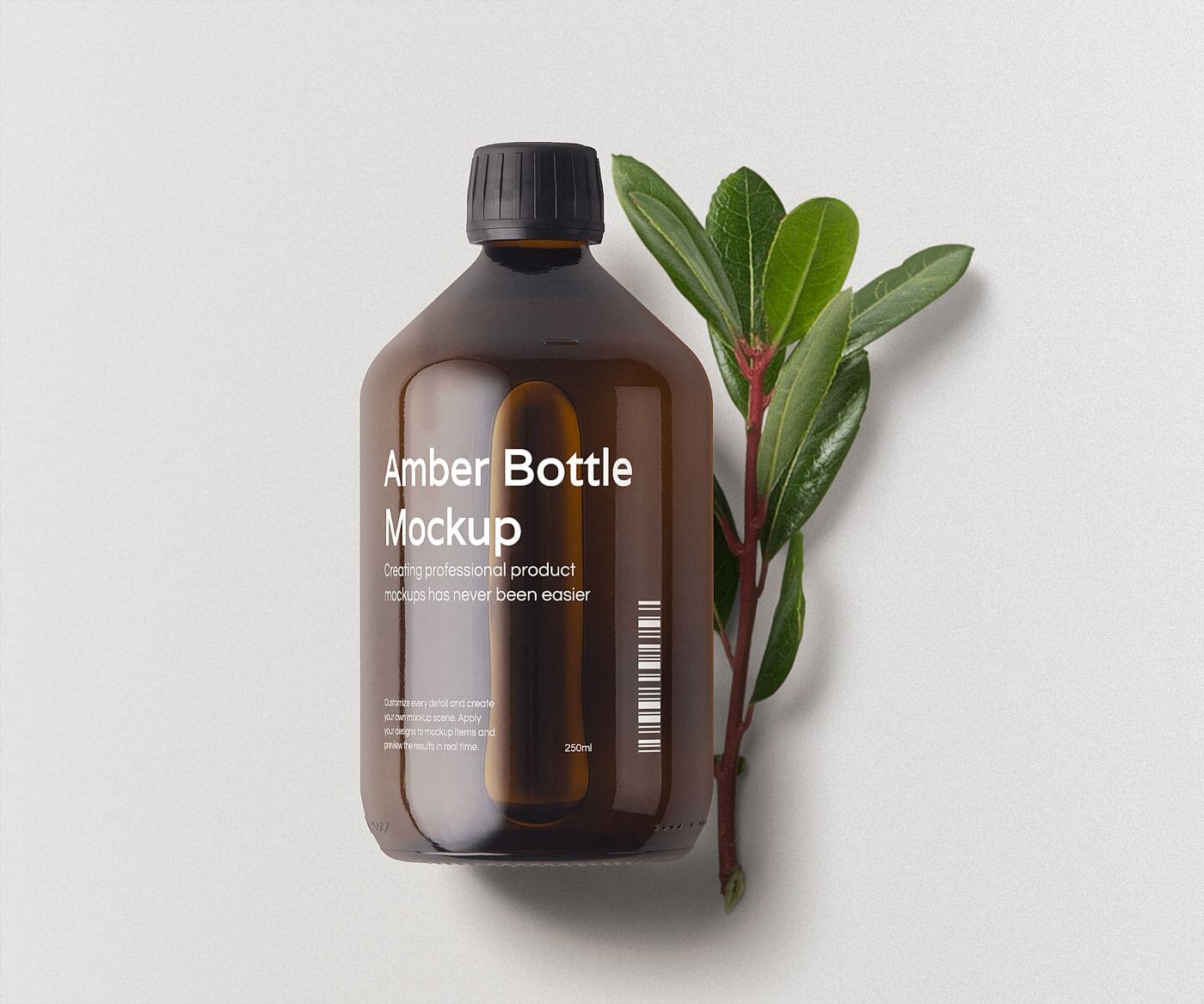 Download Amber Glass Bottle Mockup Template