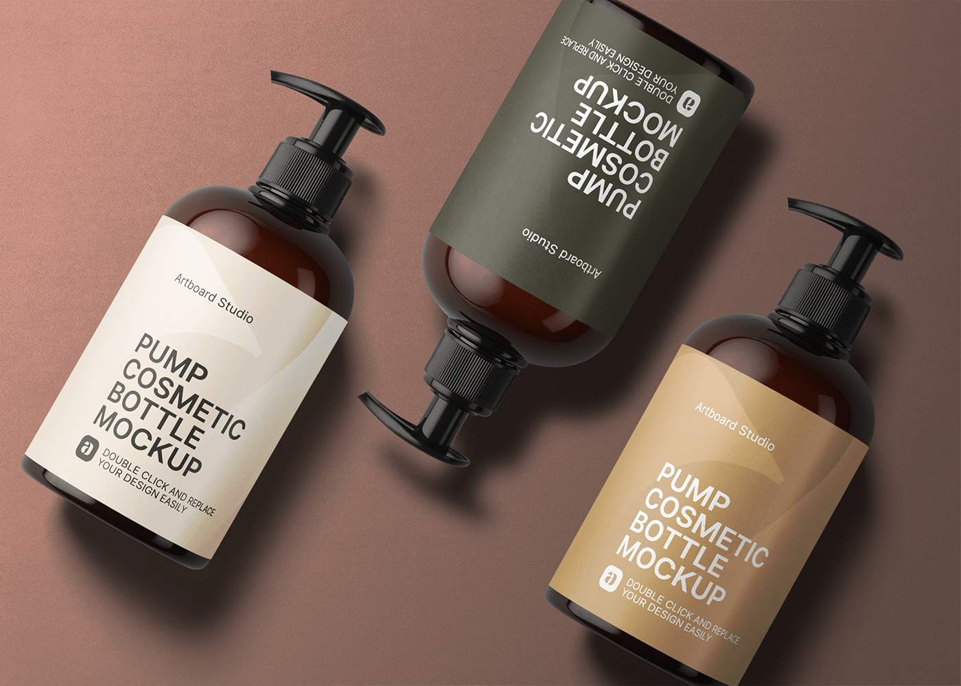 Download Pump Cosmetic Bottle Mockup Scene