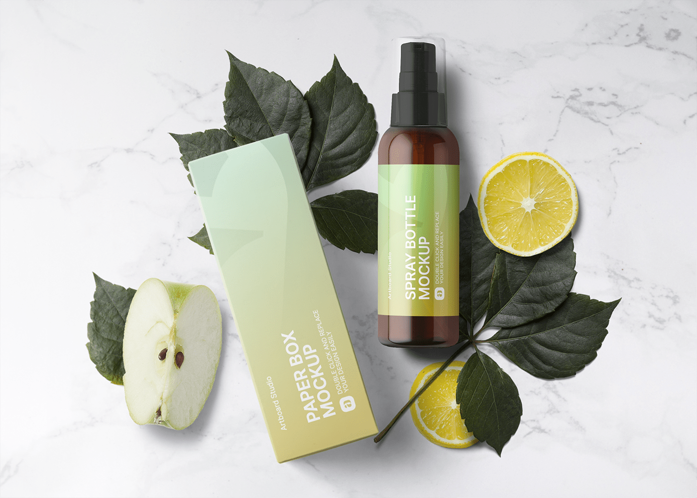 Download Spray Bottle And Box Mockup Scene